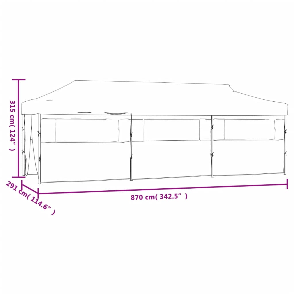 Faltzelt Partyzelt Pop-Up mit 8 Seitenwänden 870x291x315 cm Creme