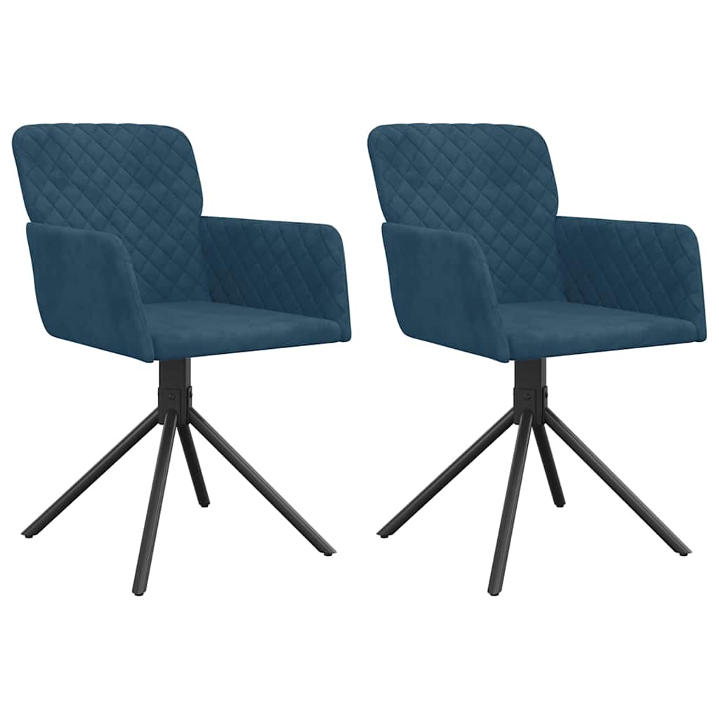 Esszimmerstühle 2 Stk. Drehbar Blau Samt