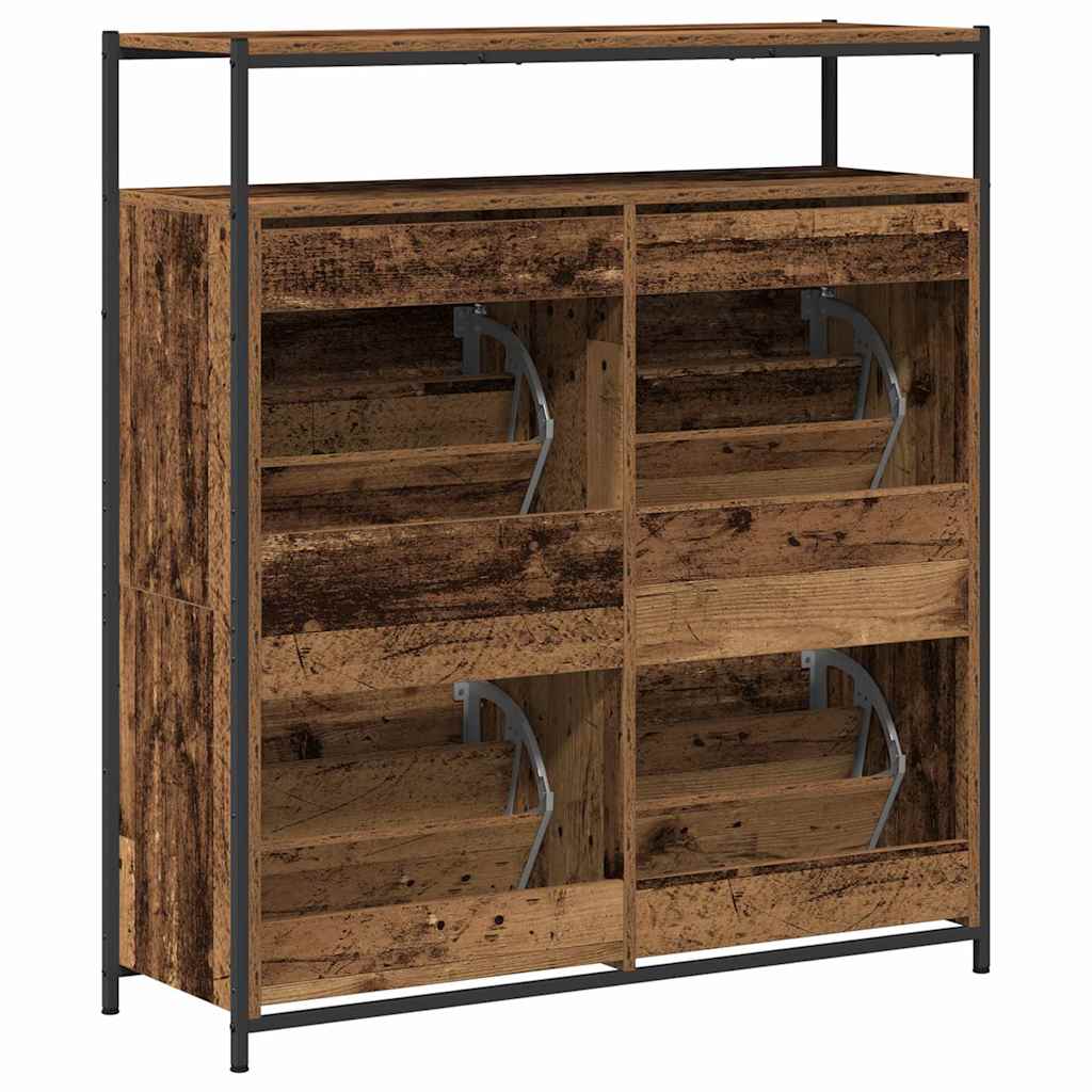 Schuhschrank mit 4 Klappen Sonoma-Eiche 100x34x112 cm