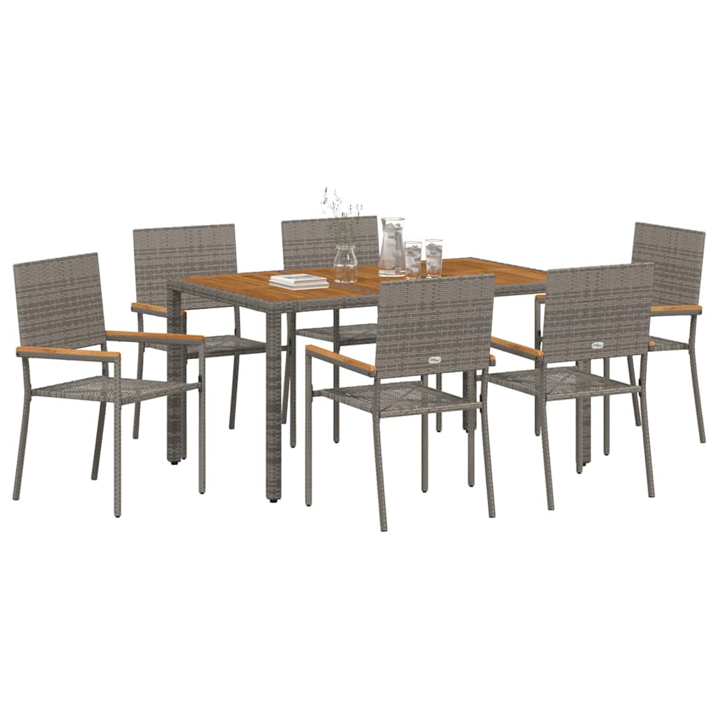 Garten Essgruppe 3 pcs Schwarz Poly-Rattan