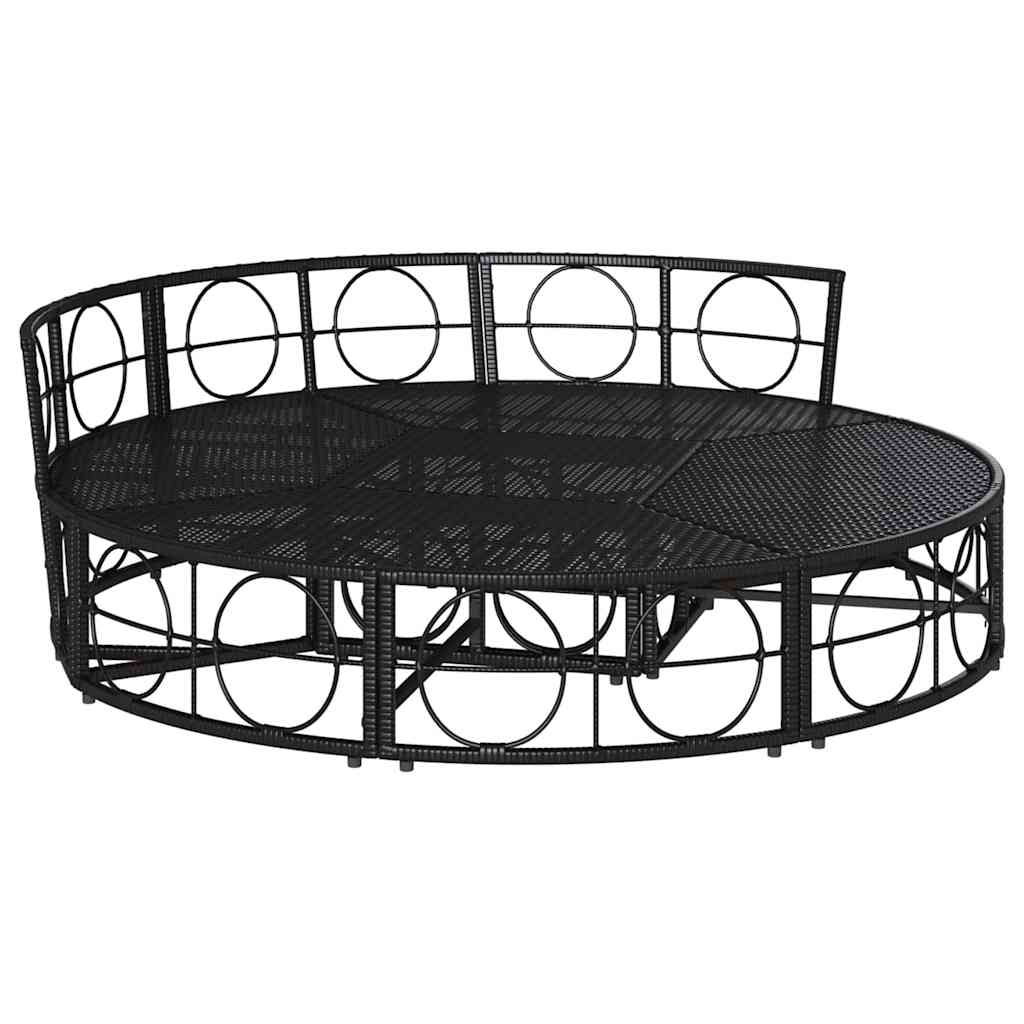 Outdoor-Loungebett mit Dach und Kissen Schwarz Poly Rattan