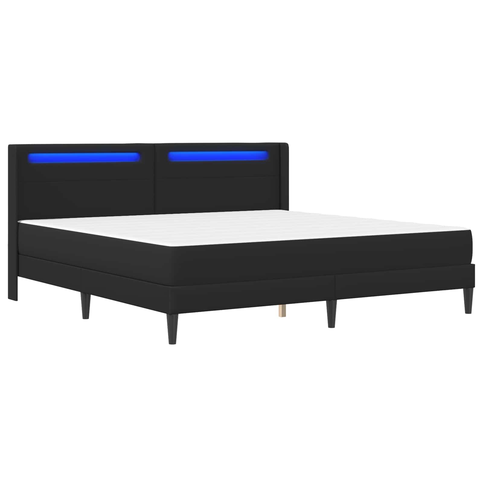 Bettgestell mit Matratze Schwarz 90 x 190 cm Kunstleder
