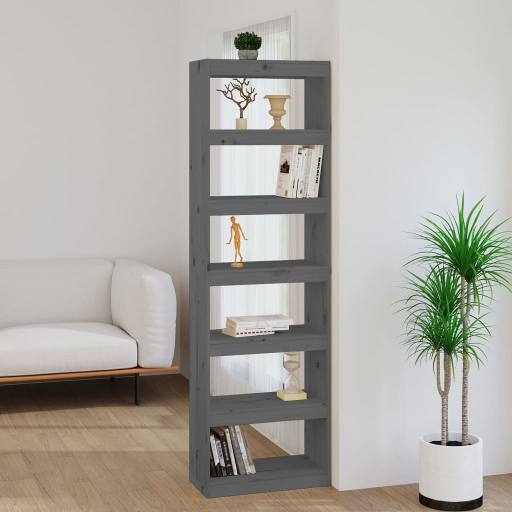Bücherregal/Raumteiler Grau 60x30x71,5 cm Massivholz Kiefer