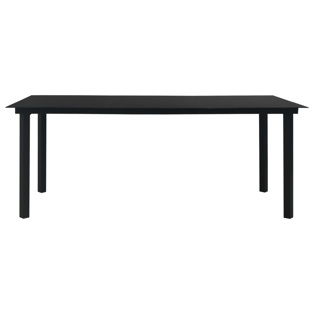 Garten-Esstisch Schwarz 150x80x74 cm Stahl und Glas
