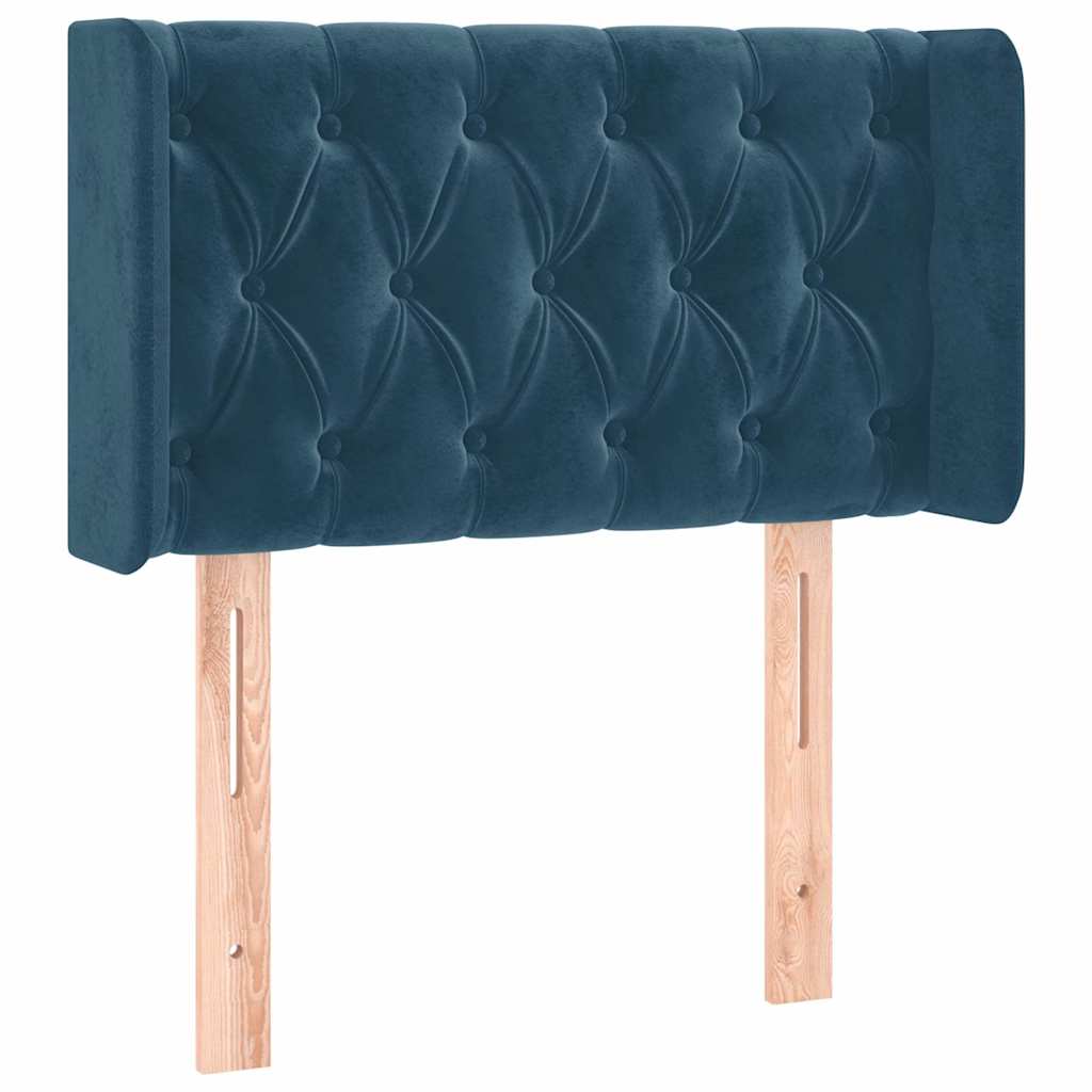 Kopfteil mit Ohren Dunkelblau 93x16x78/88 cm Samt