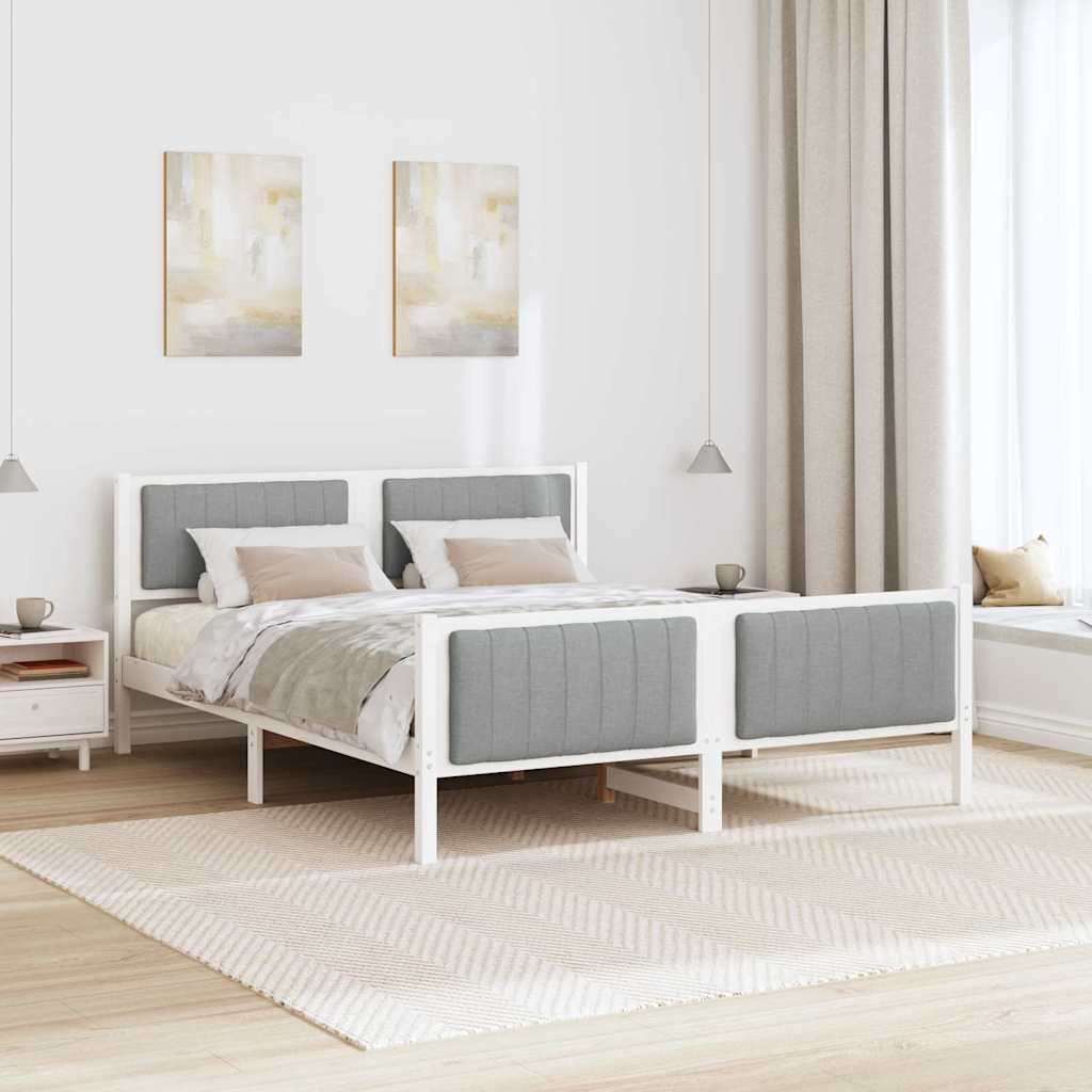 Bettgestell Braun und hellgrau 200 x 200 cm Massivholz Kiefer