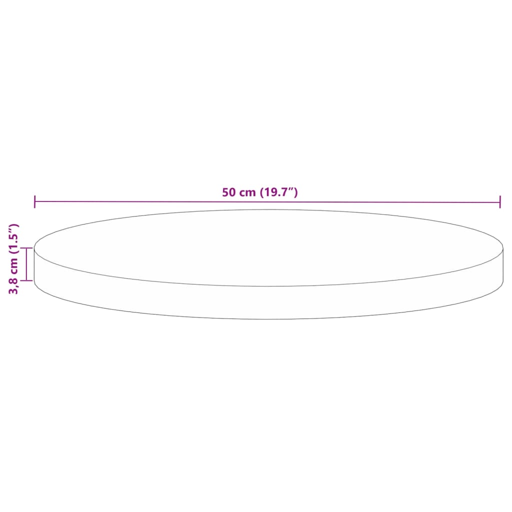 Tischplatte Ø 40x2,5 cm Rund Raues Massives Mangoholz