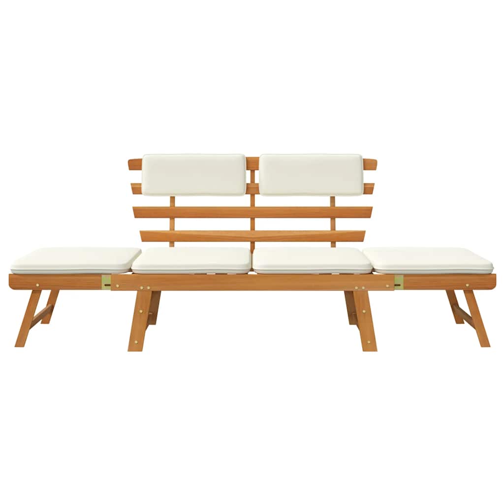 Gartenbank mit Auflagen 2-in-1 190 cm Grau Massivholz Akazie