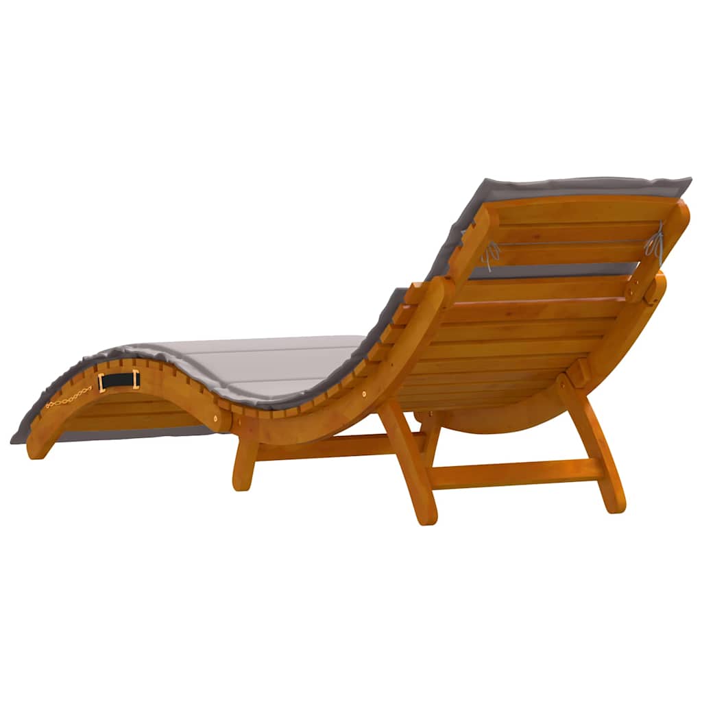 Sonnenliege mit Auflage Beige Massivholz Akazie