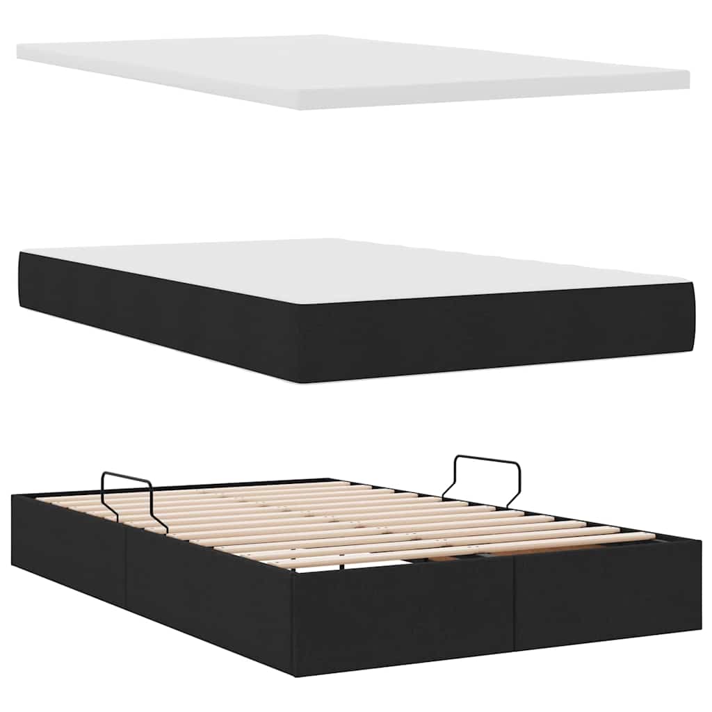 Aufbewahrungsbett mit Matratze Hellgrau 90 x 190 cm Polyester