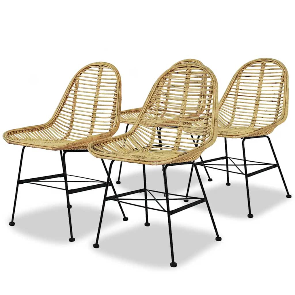 Esszimmerstühle 2 Stk. Natur Rattan
