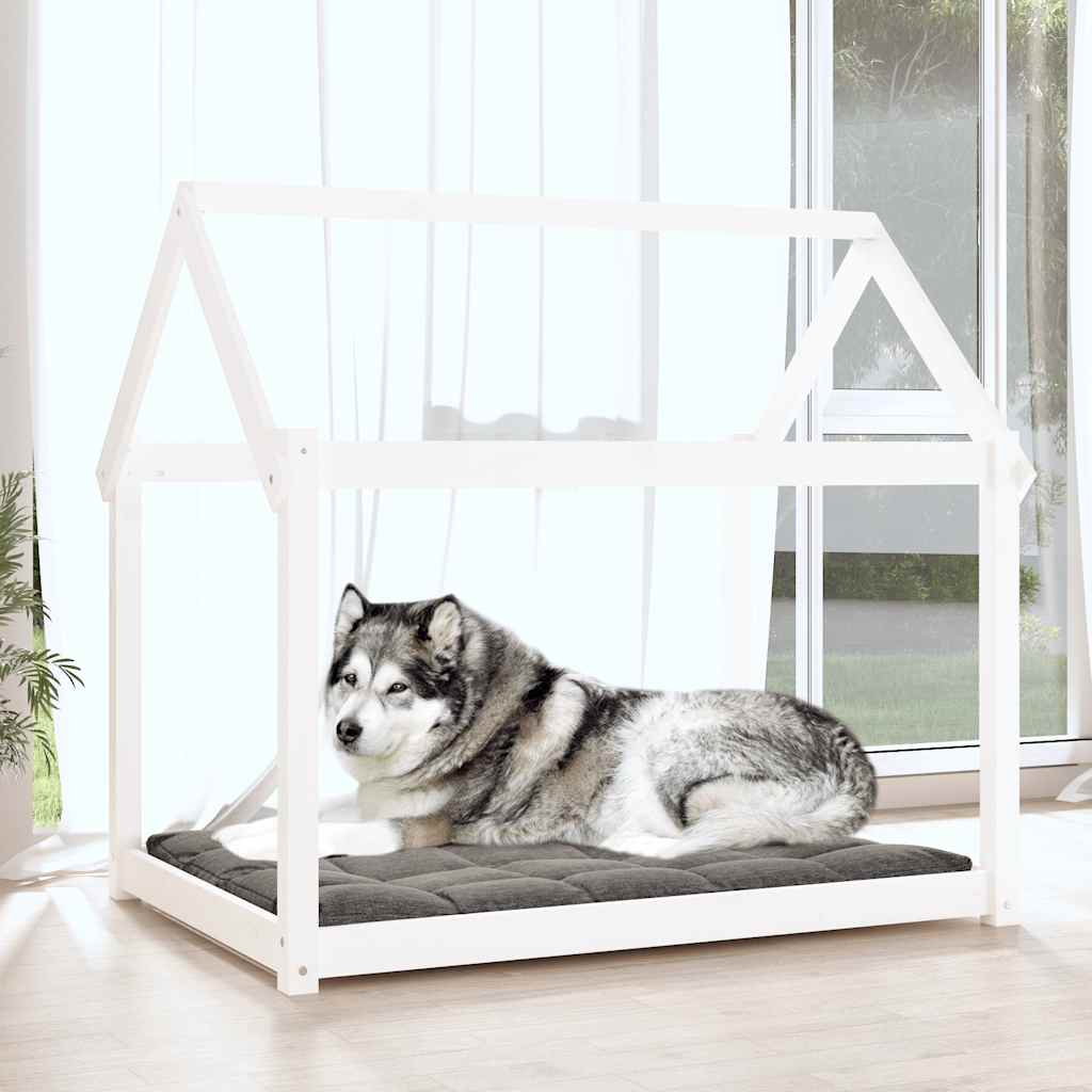 Hundebett Grau 61x50x70 cm Massivholz Kiefer