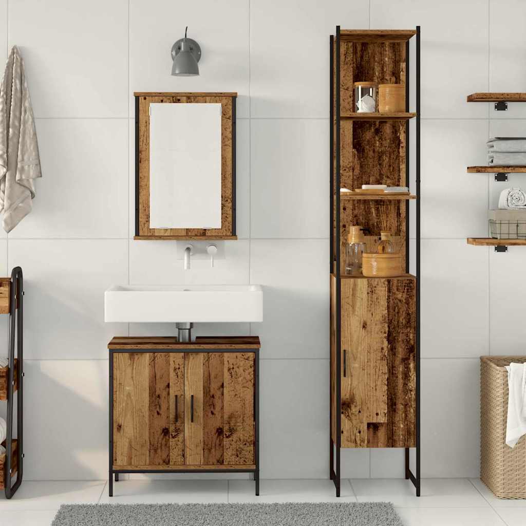 3-tlg. Badmöbel-Set Räuchereiche Holzwerkstoff
