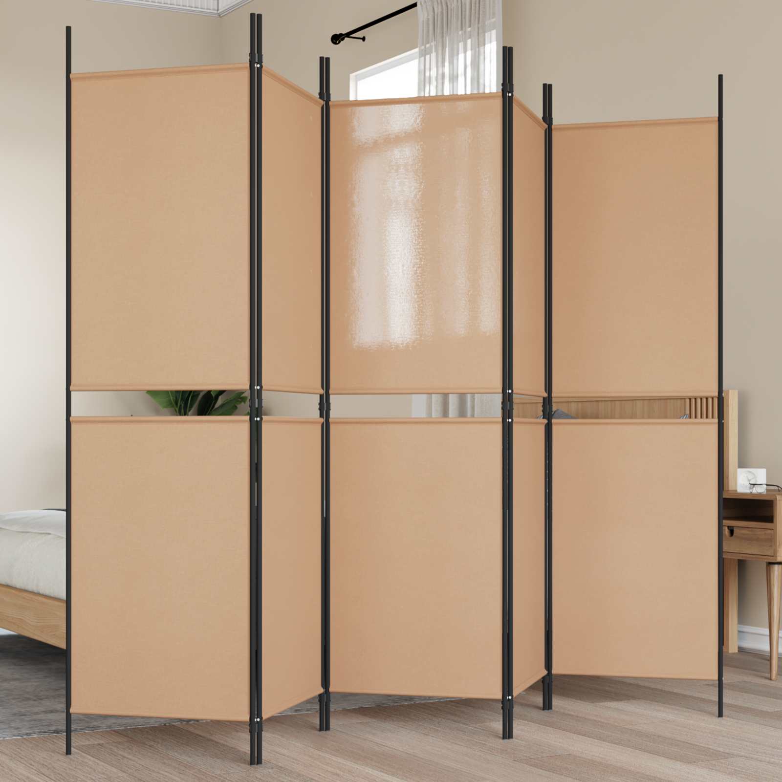 3-teiliger Raumteiler Beige 150 x 180 cm Stoff