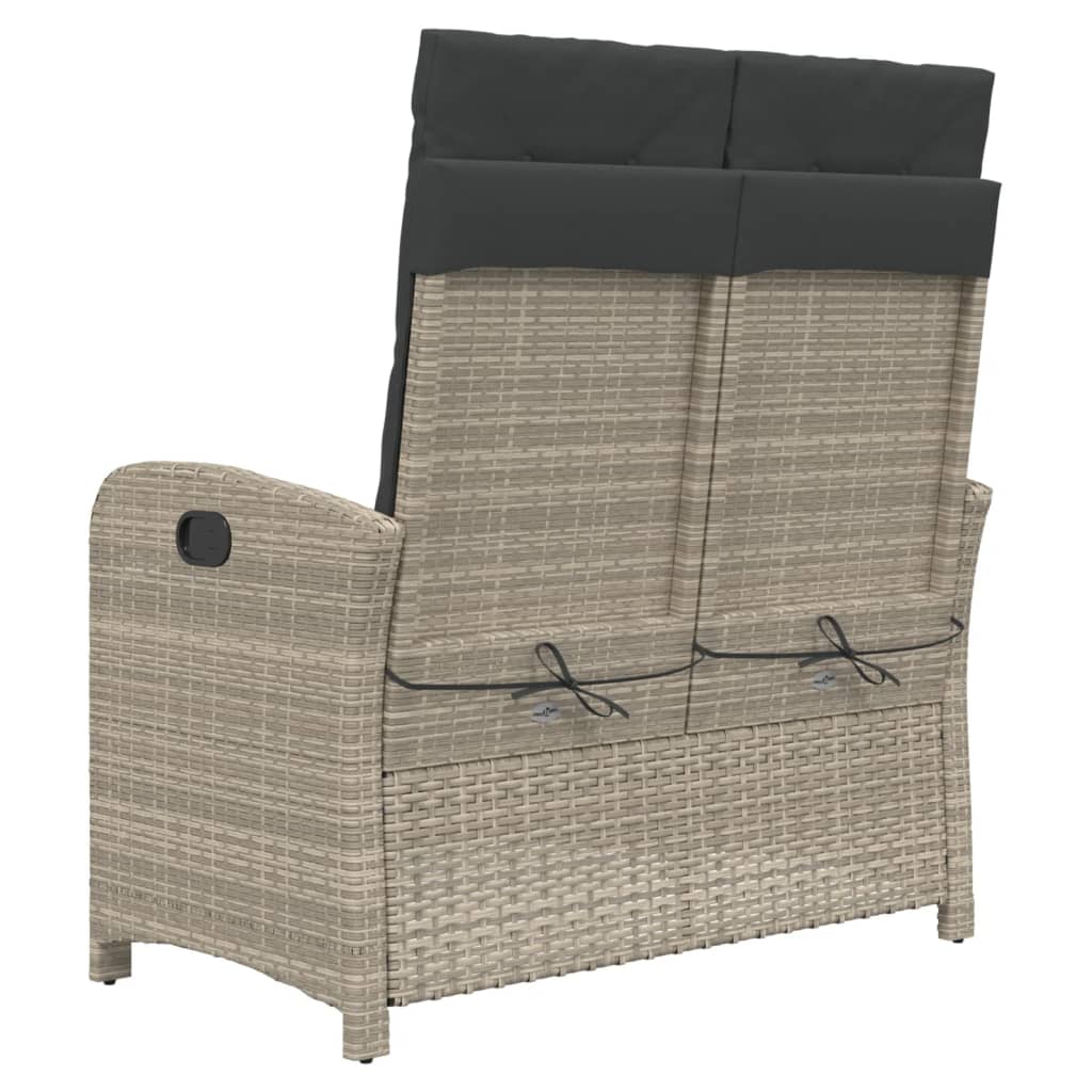 Gartenbank Verstellbar mit Kissen Schwarz Poly Rattan