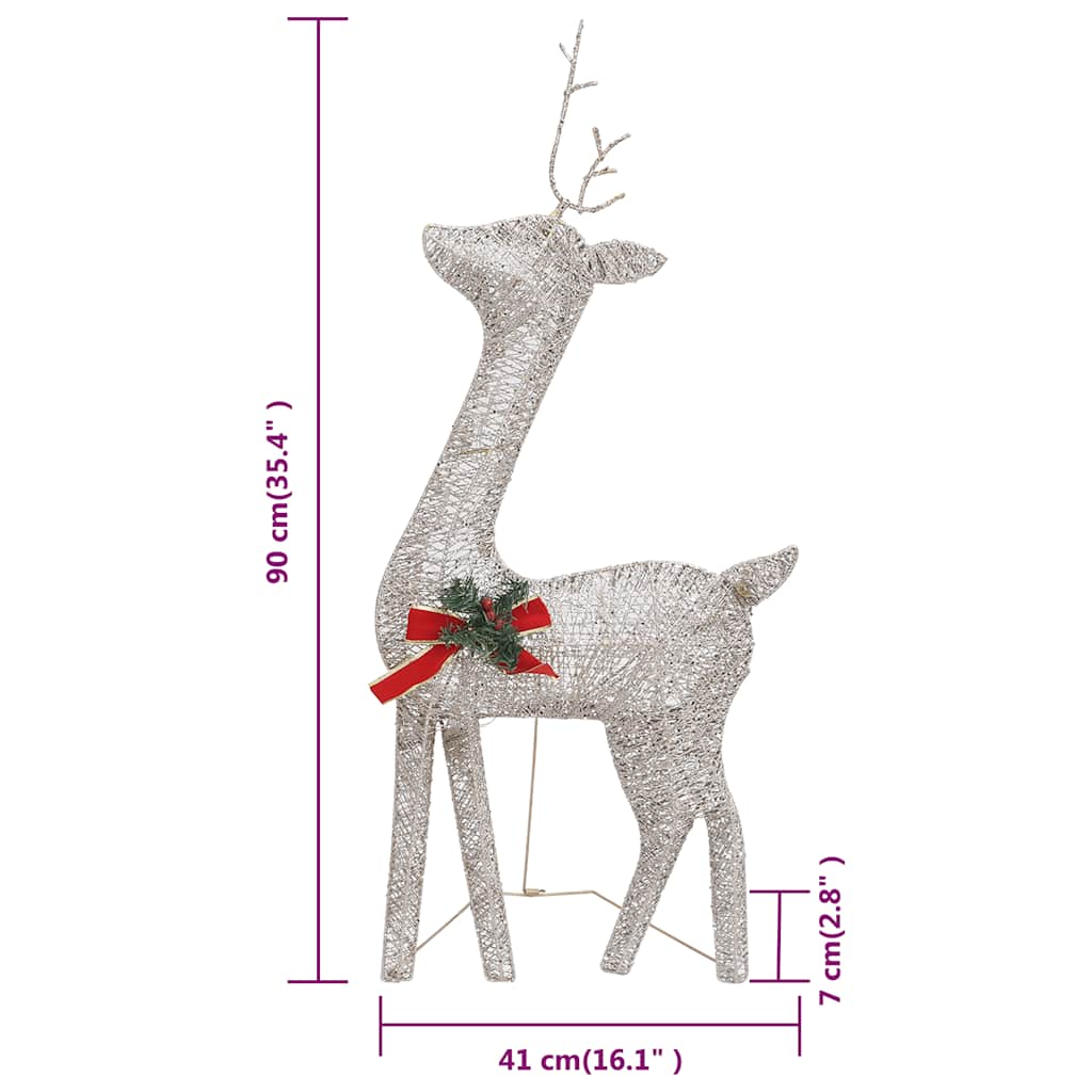 Weihnachtsdeko LED Rentiere 270x7x90 cm Golden Warmweiß