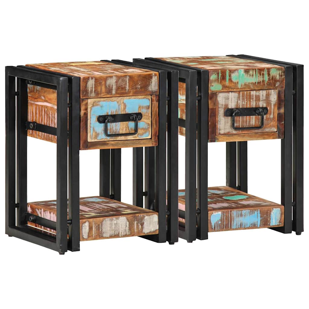 Nachttisch 40 x 35 x 50 cm Massives upgecyceltes Holz
