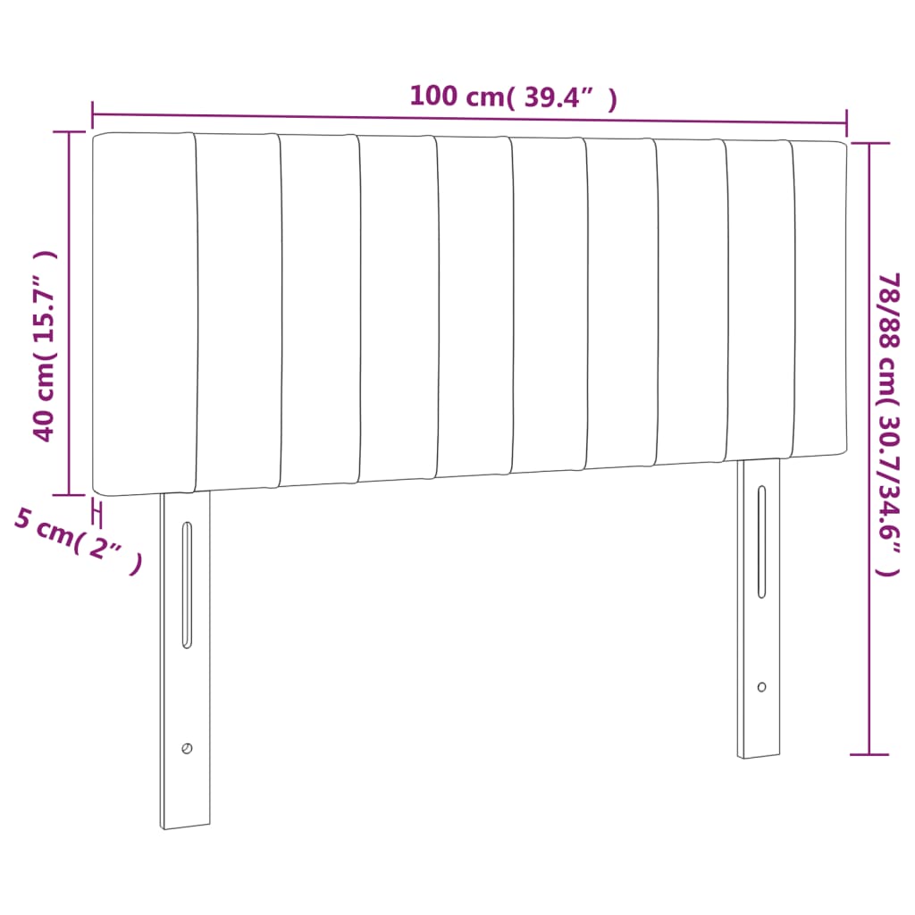 Kopfteil Hellgrau 80x5x118/128 cm Samt