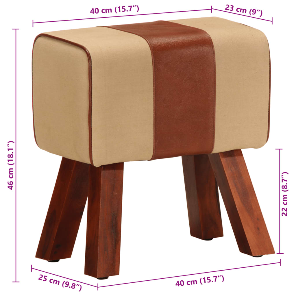 Bank Turnbock-Design 160cm Braun Echtleder Massivholz Akazie