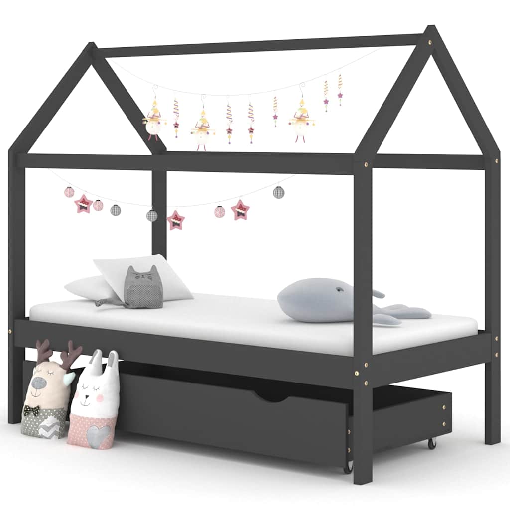 Kinderbett mit Schublade Massivholz Kiefer 70x140 cm