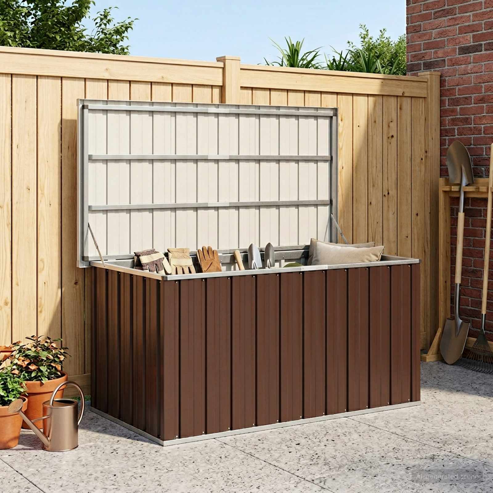 Außenlagerbox Holz 109 x 67 x 65 cm Verzinkter Stahl
