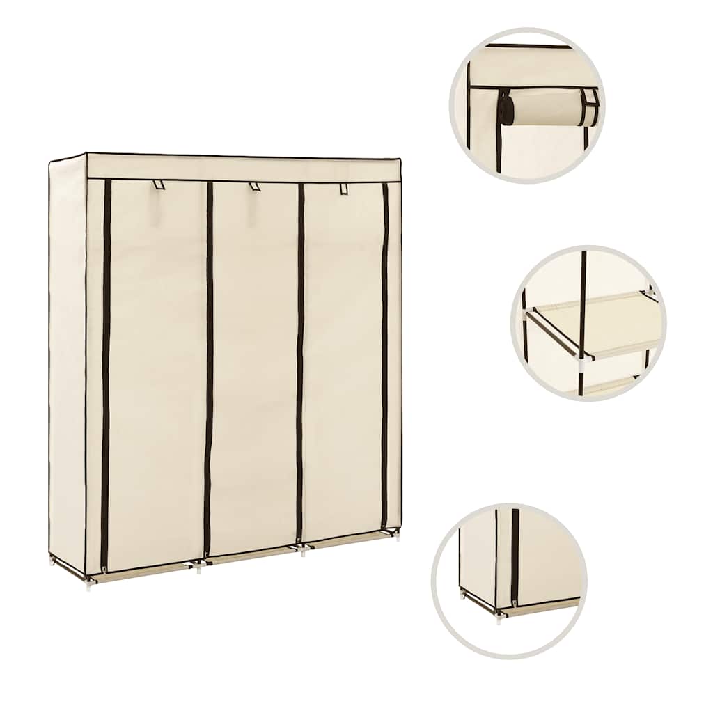 Kleiderschrank mit Fächern Stangen Schwarz 150x45x175cm Stoff