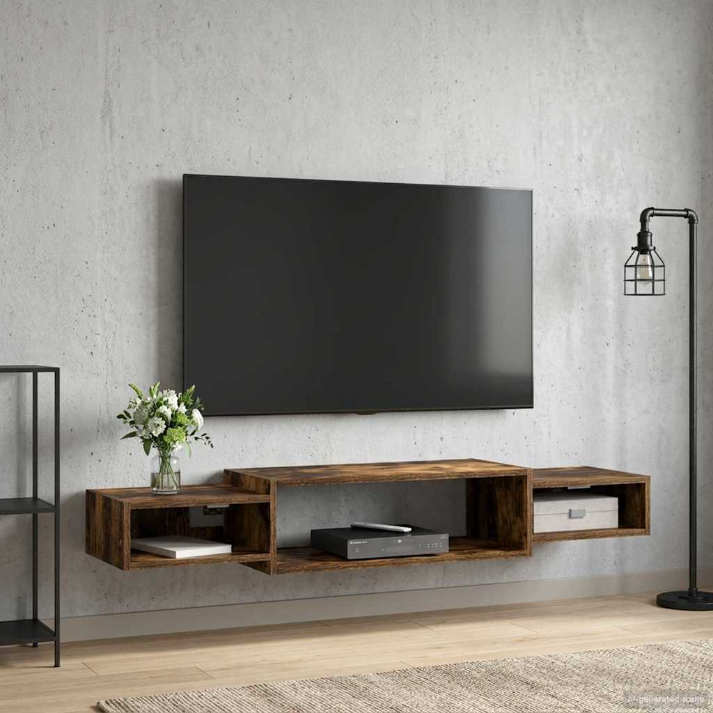 Wandmontierter TV-Schrank Wandhalterung Weiß 140 x 28 x 21 cm