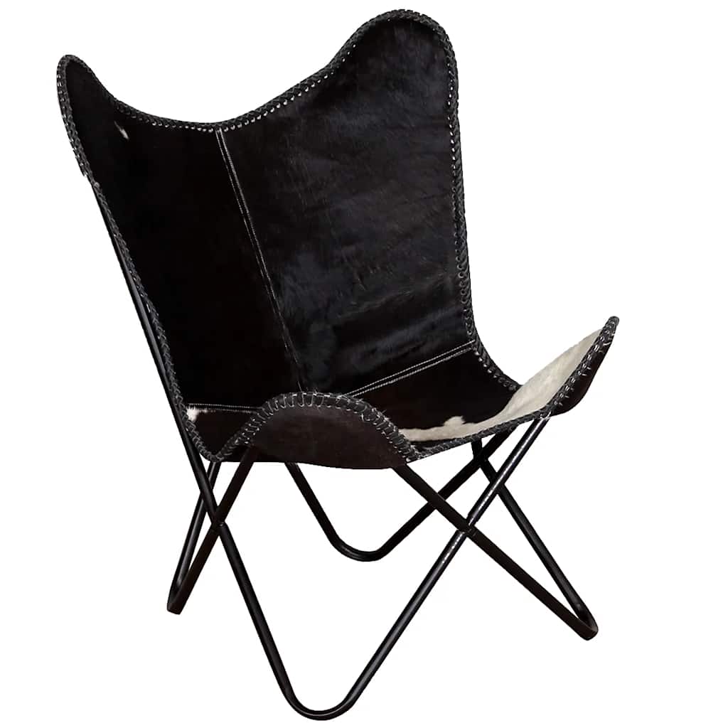 Butterfly-Sessel Schwarz Echtleder