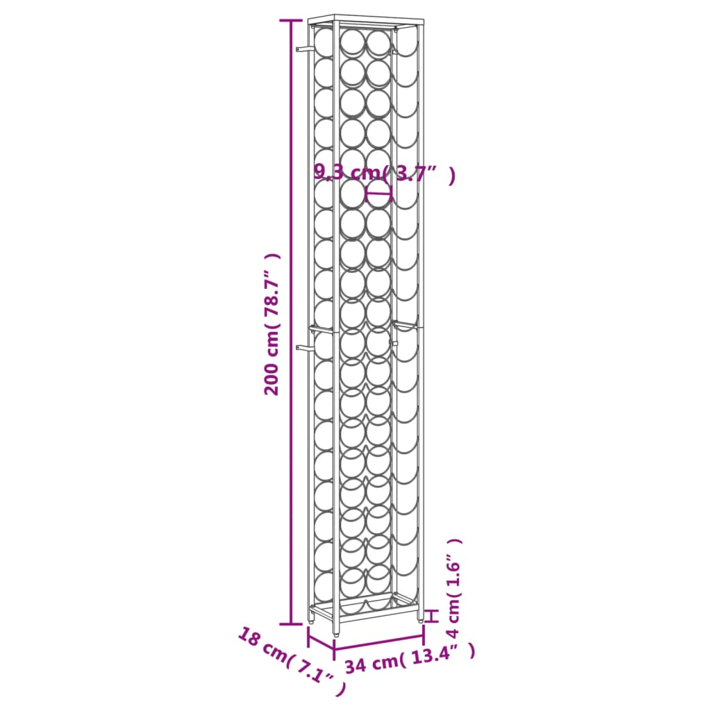Flaschenregal für 45 Flaschen Metall