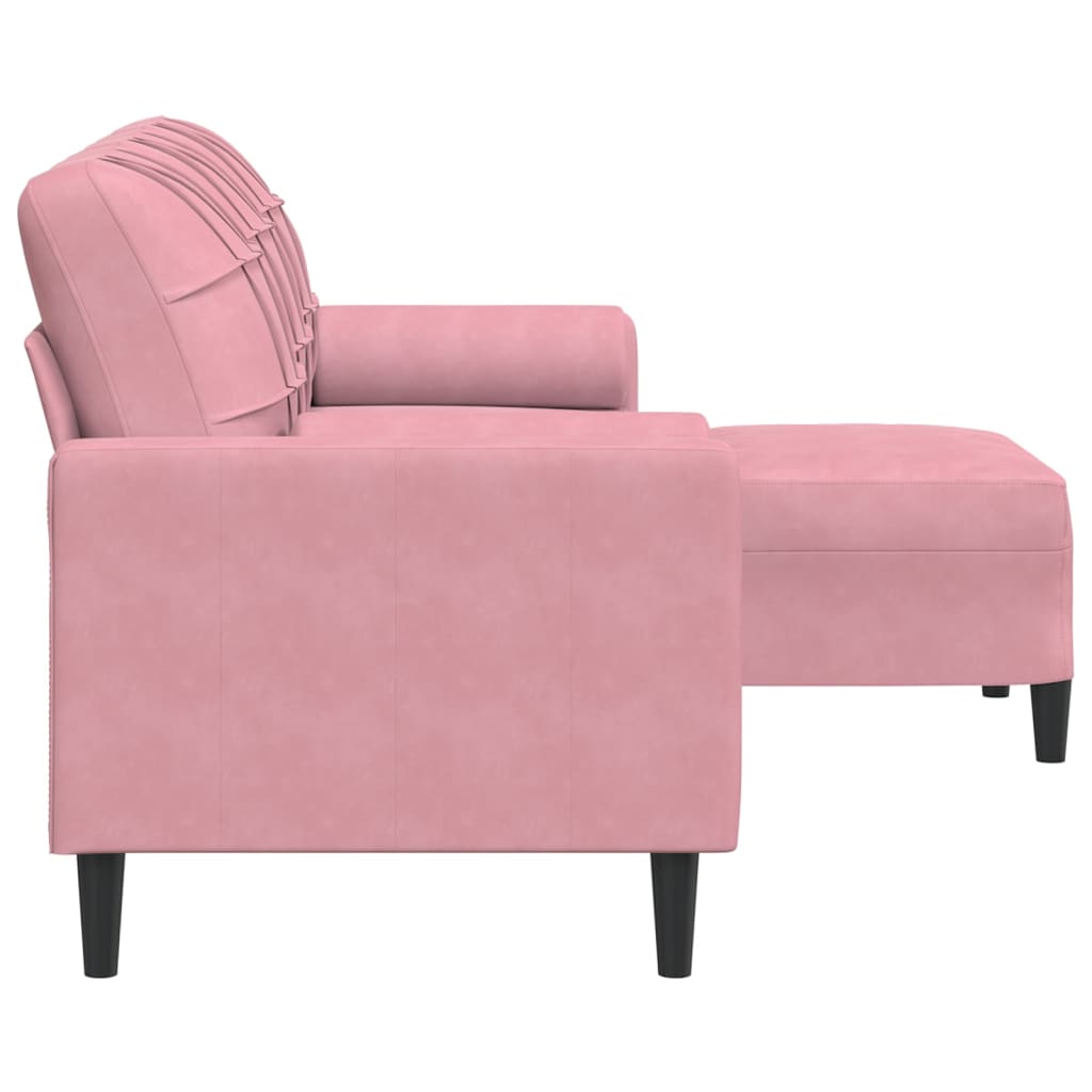 3-Sitzer-Sofa mit Hocker Hellgrau 180 cm Samt