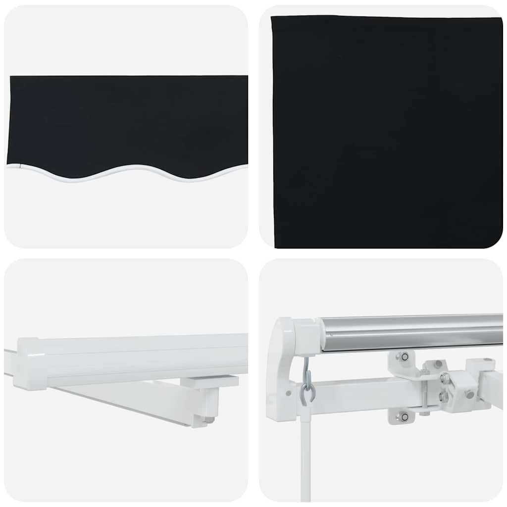 Markise Manuell Einziehbar mit LED 300x250 cm Blau und Weiß
