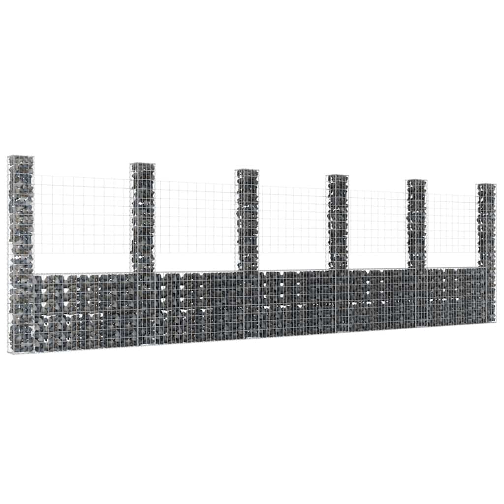 Gabionenkorb U-Form mit 2 Säulen Eisen 140x20x150 cm