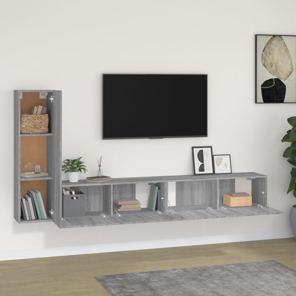 4-tlg. TV-Schrank-Set Weiß Holzwerkstoff