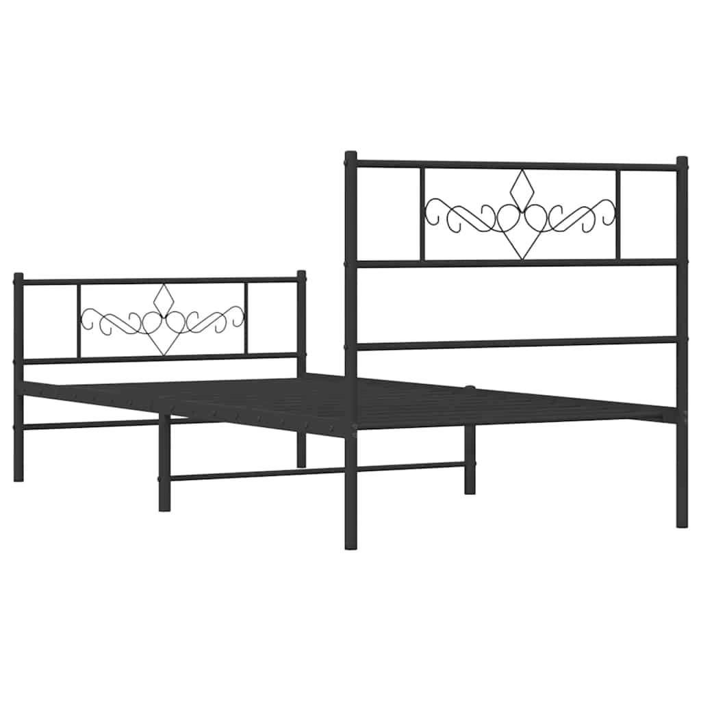Bettgestell mit Kopfteil Metall Schwarz 100x190 cm