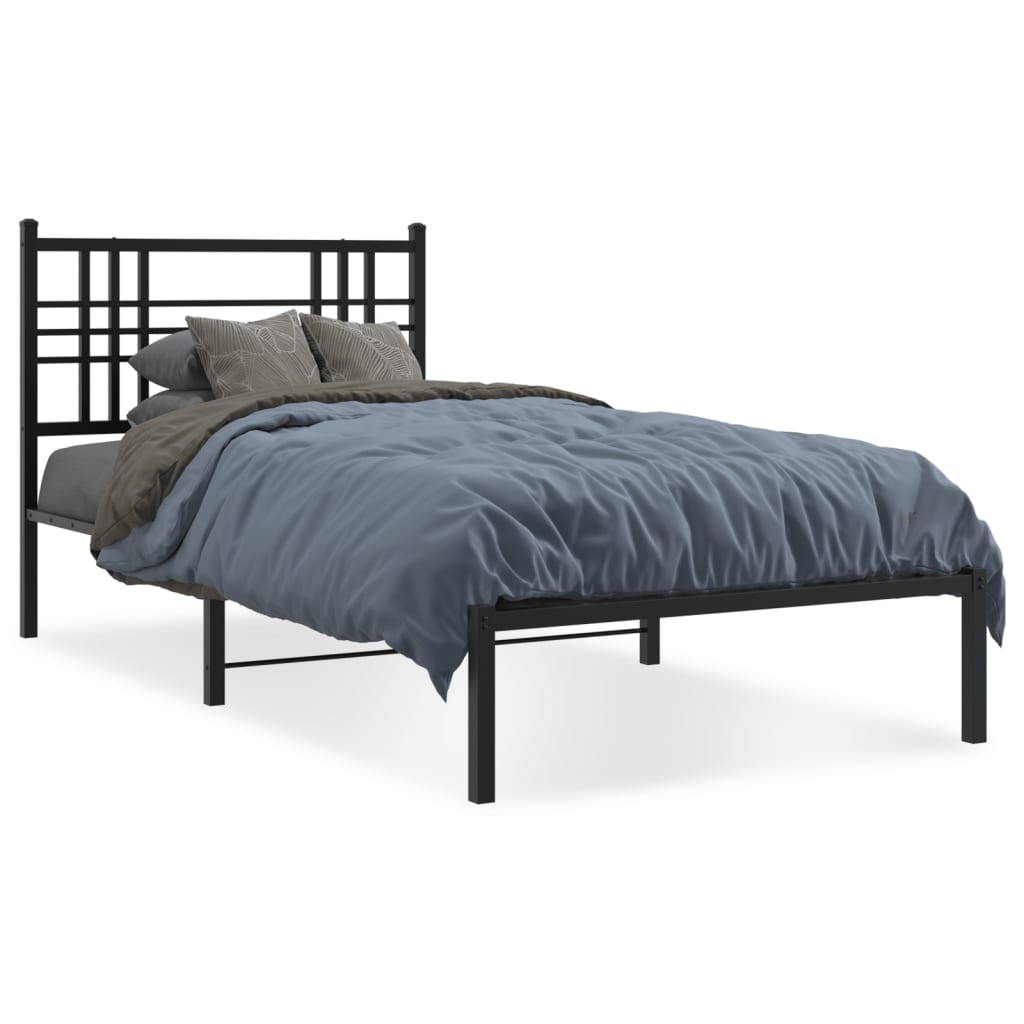 Bettgestell mit Kopf- und Fußteil Metall Schwarz 90x200 cm