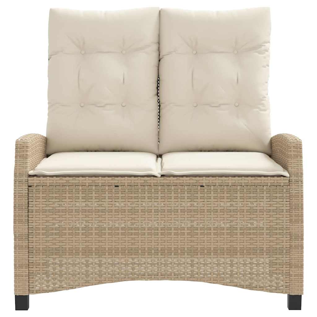 Gartenbank Verstellbar mit Kissen Schwarz Poly Rattan