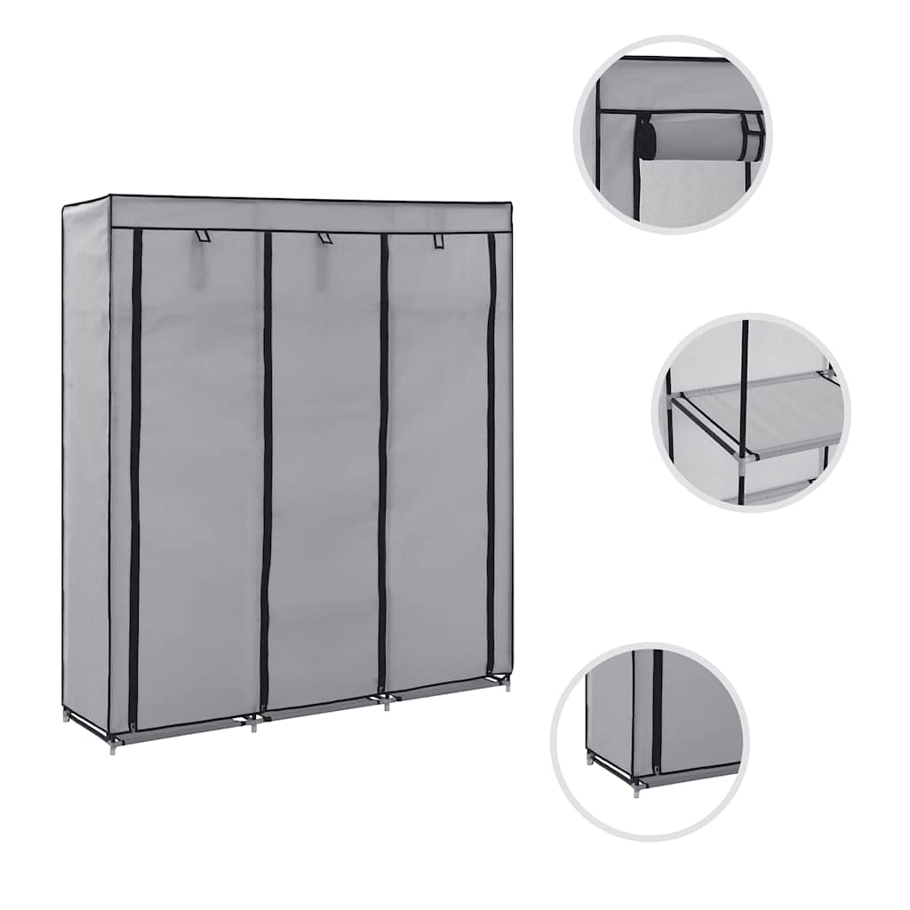 Kleiderschrank mit Fächern Stangen Schwarz 150x45x175cm Stoff