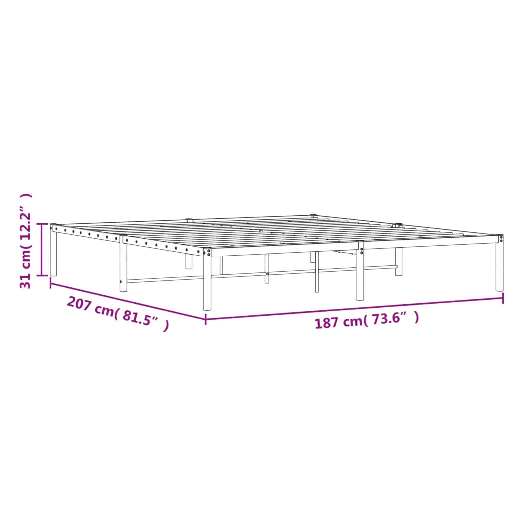 Bettgestell Metall Schwarz 75x190 cm