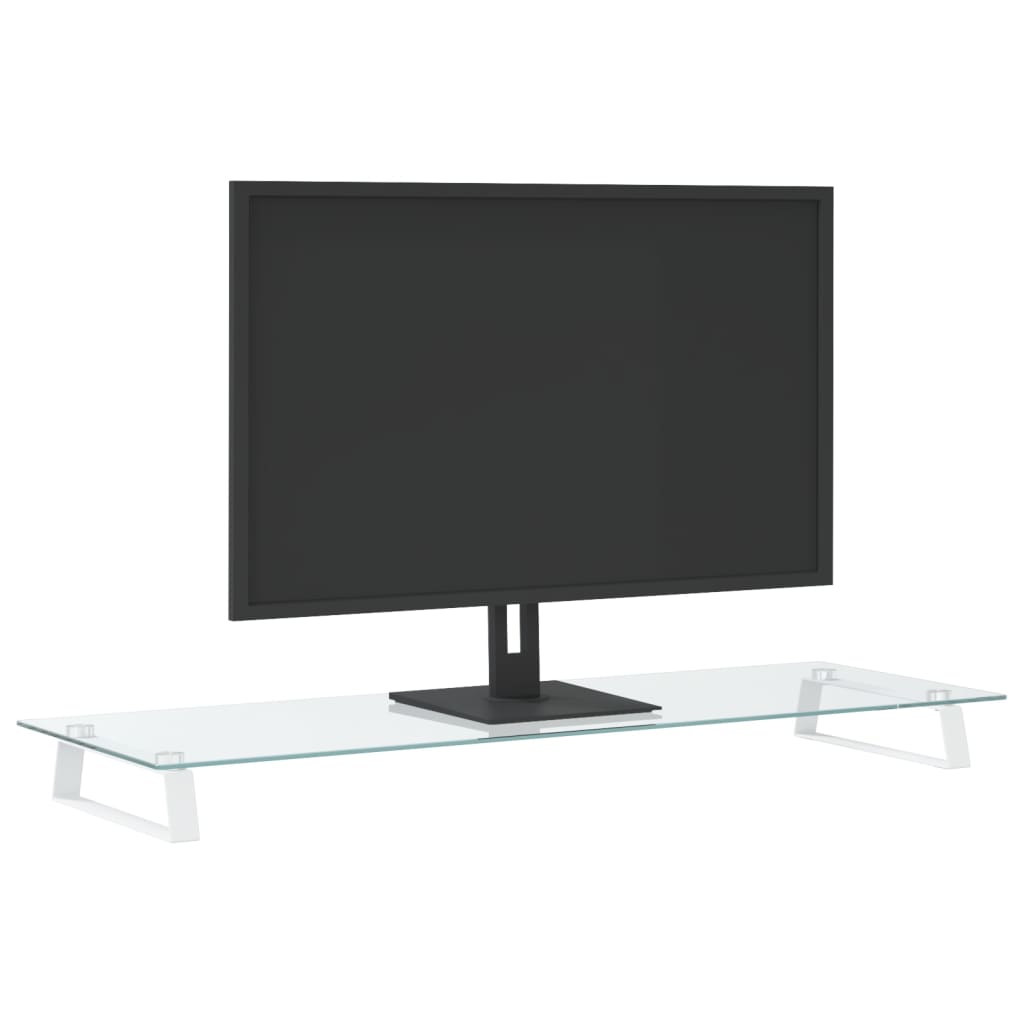 Monitorständer Weiß 60x20x8 cm Hartglas und Metall