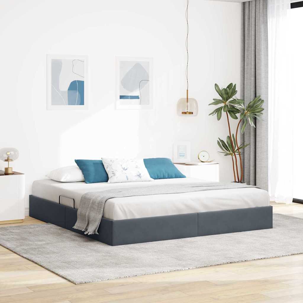 Aufbewahrungsbett mit Matratze Dunkelgrau 100 x 190 cm Samt