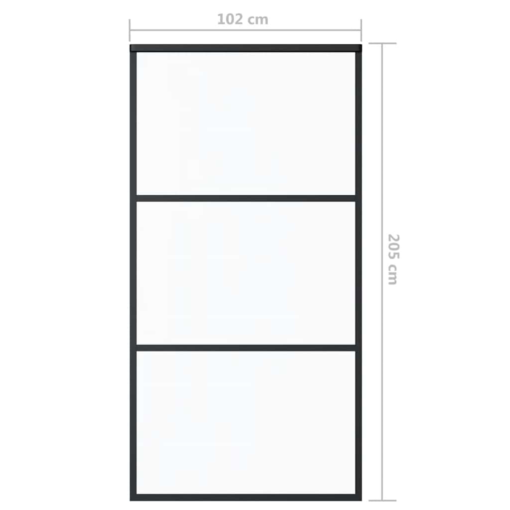 Schiebetür 3-teilig ESG-Glas und Aluminium 76x205 cm Schwarz