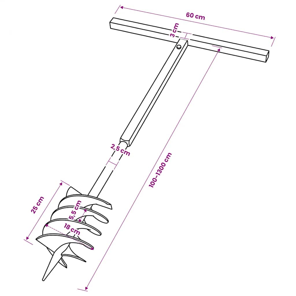 Erdbohrer mit Griff 100 mm Verlängerungsrohr 9 m