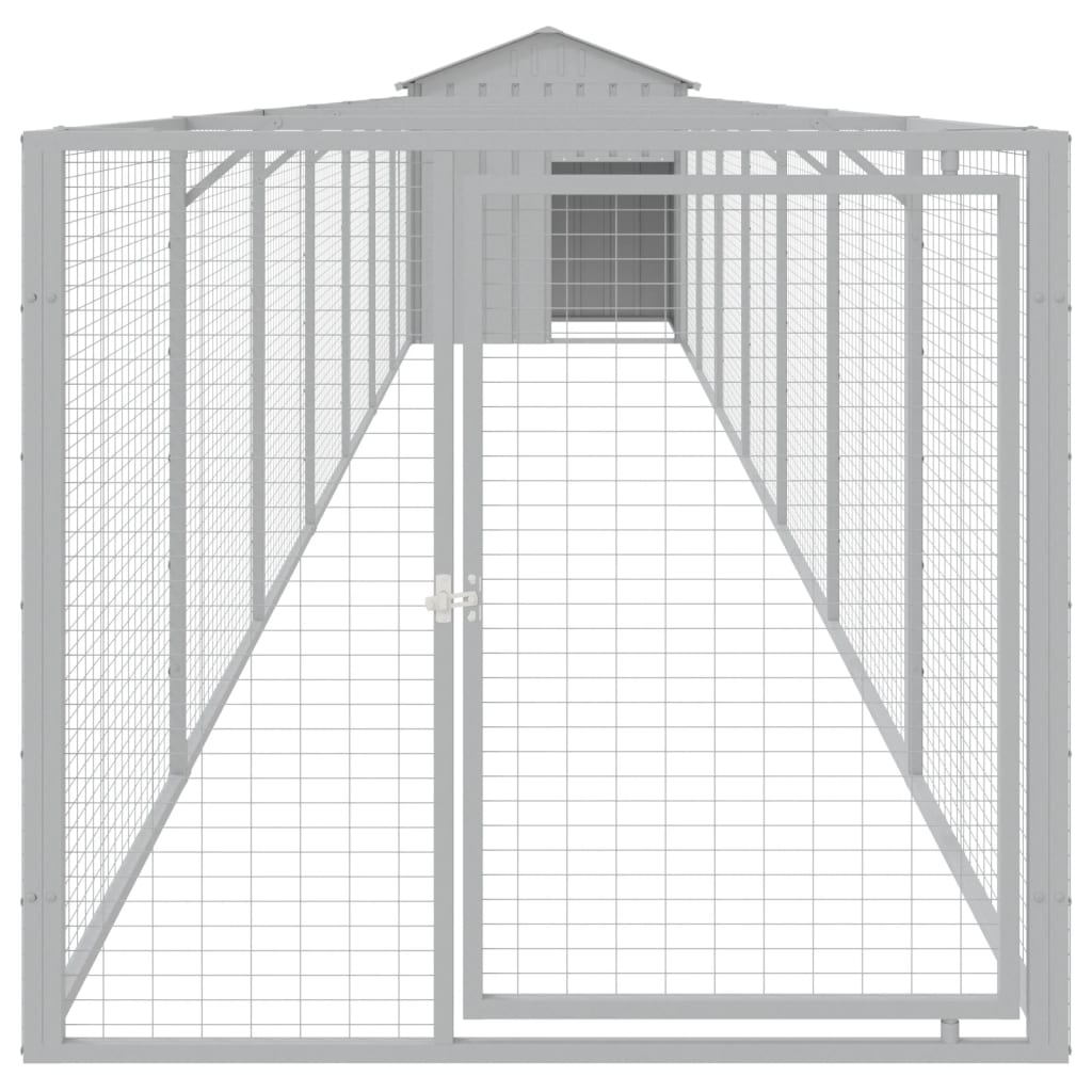Hundehütte mit Auslauf Anthrazit 117x201x123cm Verzinkter Stahl