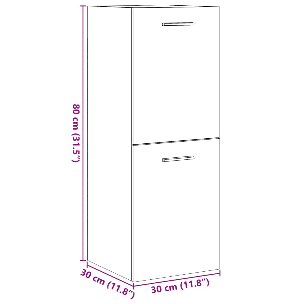 Badezimmerschrank Weiß 30x30x80 cm Holzwerkstoff