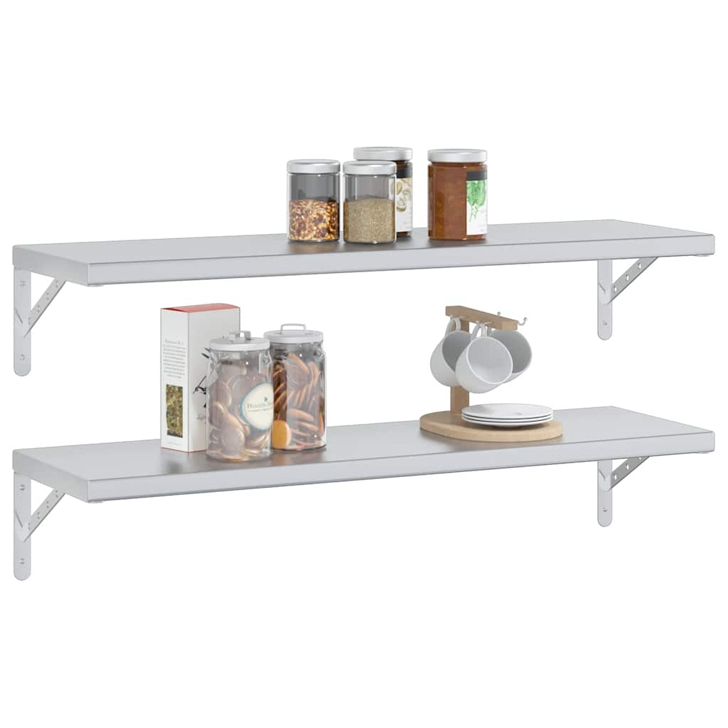 Wandregale 2 Stk. 100x40 cm Silbern Edelstahl