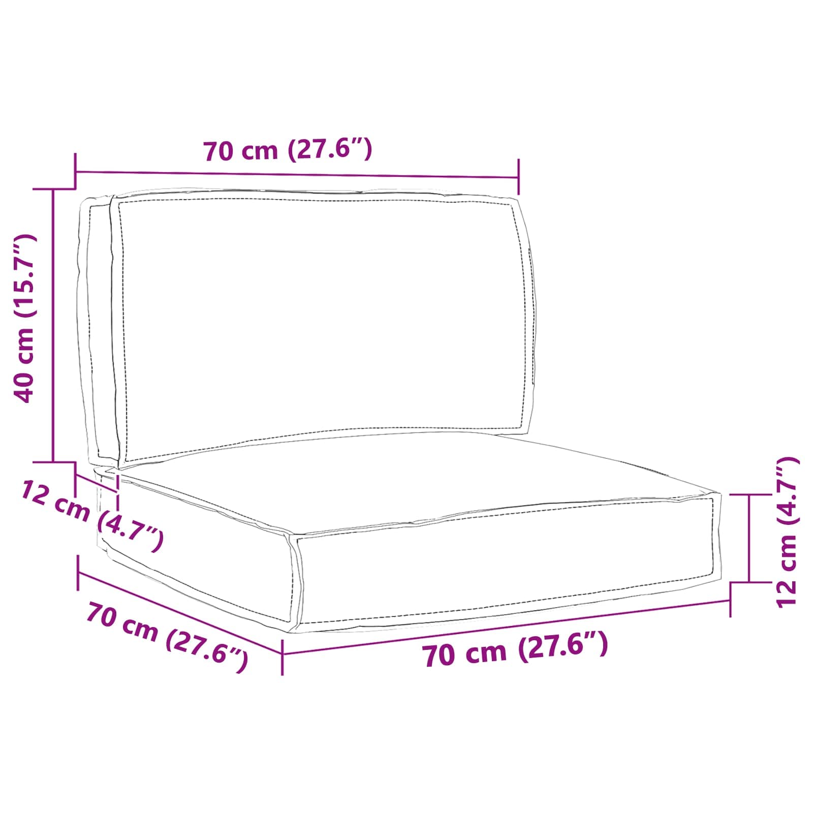 Palettenkissenset 2 pcs Anthrazit Oxford-Stoff