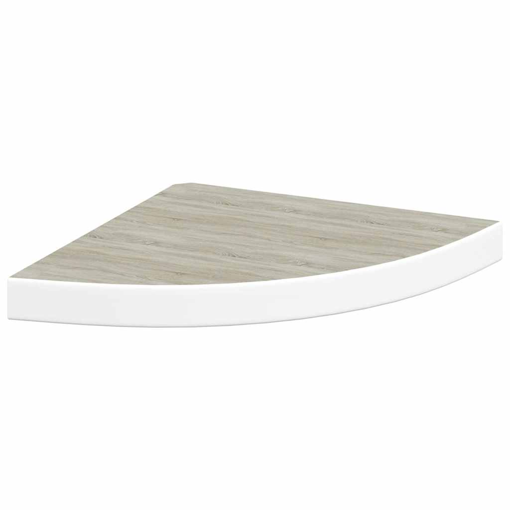 Schwebende Eckregale 2 Stk. Hochglanz-Weiß 25x25x3,8 cm MDF