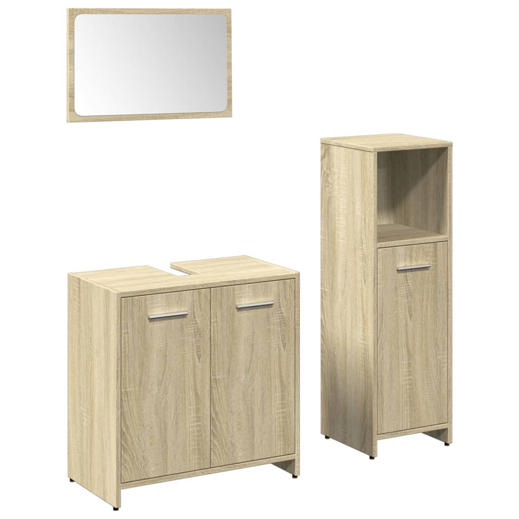 3-tlg. Badmöbel-Set Räuchereiche Holzwerkstoff