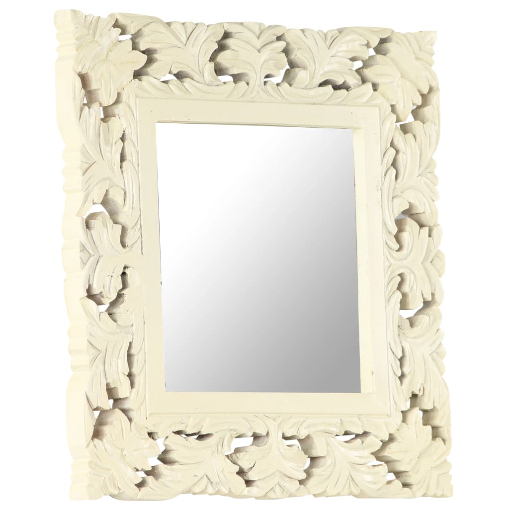 Spiegel Handgeschnitzt Braun 50x50 cm Massivholz Mango