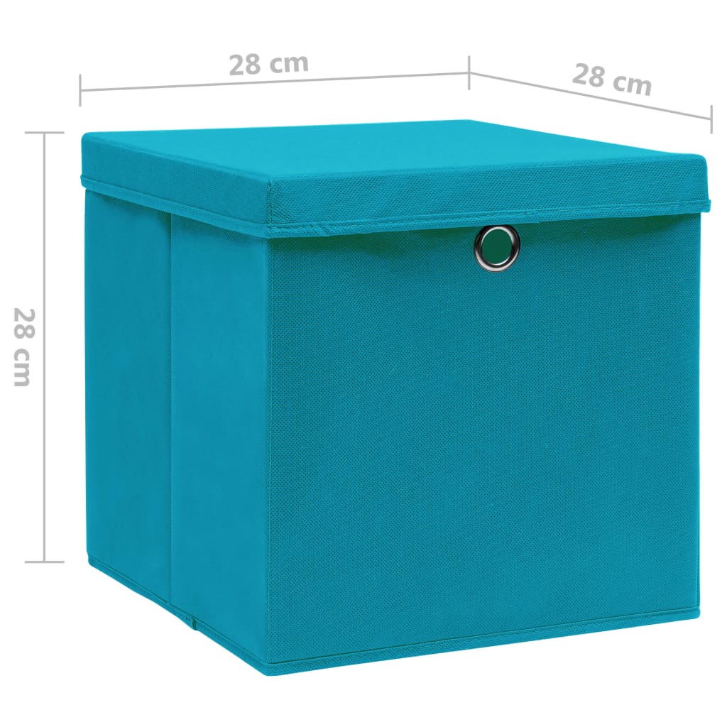 Aufbewahrungsboxen mit Deckeln 10 Stk. 28x28x28 cm Schwarz